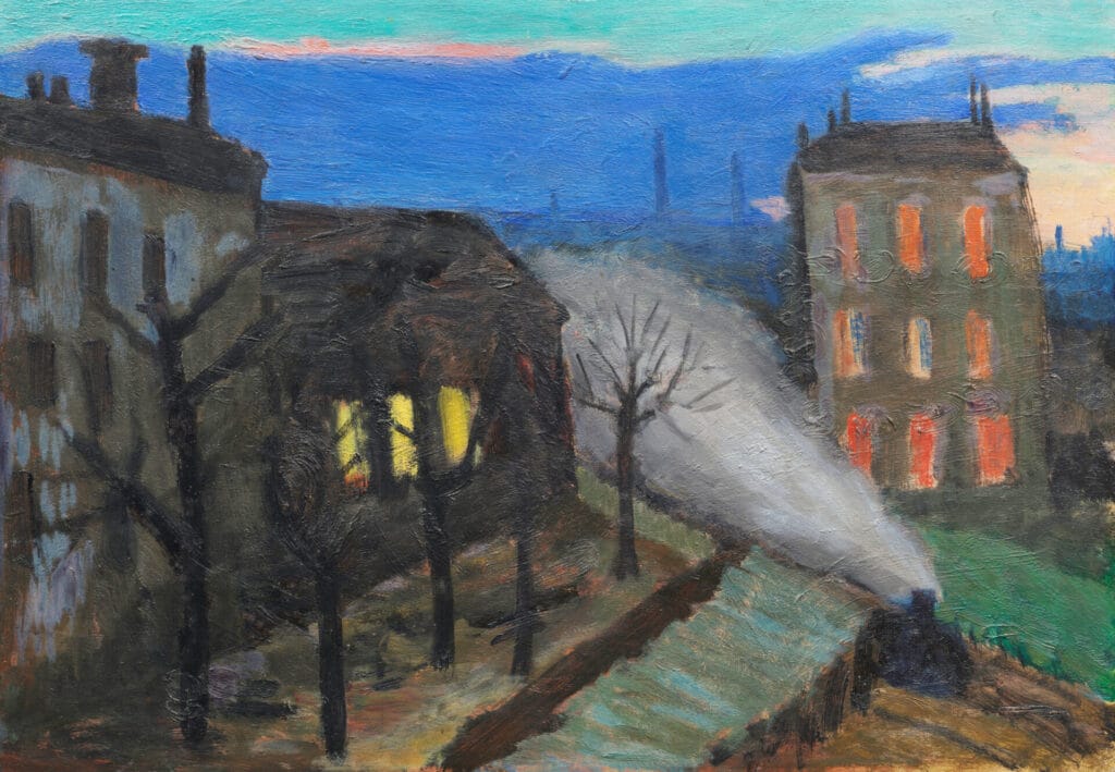 „Abend vom Fenster/Blick auf Rue Lamblardie, Paris“ (1930) von Gabriele Münter